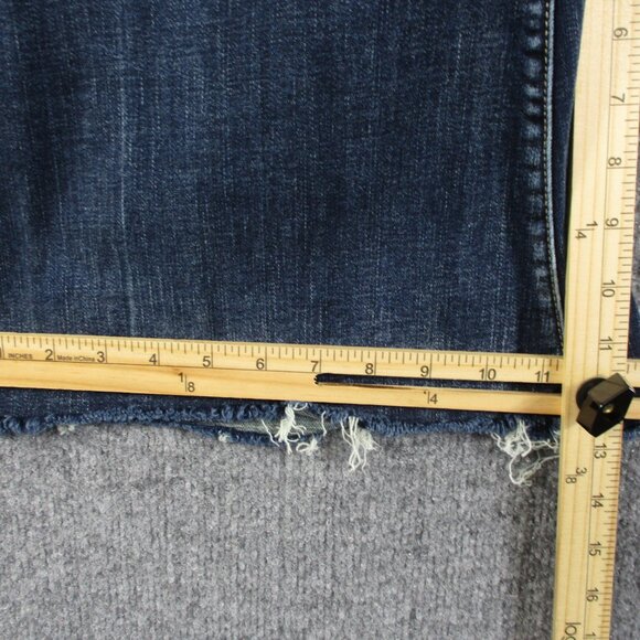 BKE Buckle Super Flare PARKER Jeans Womens 32 Blue Stretch Fit 36x30 Denim Fray - Picture 15 of 16